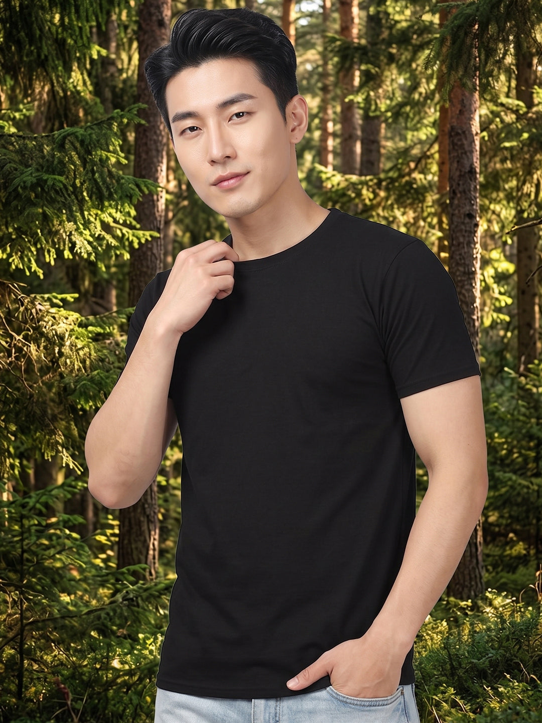 Greylongg Plain Round Neck T-Shirt.