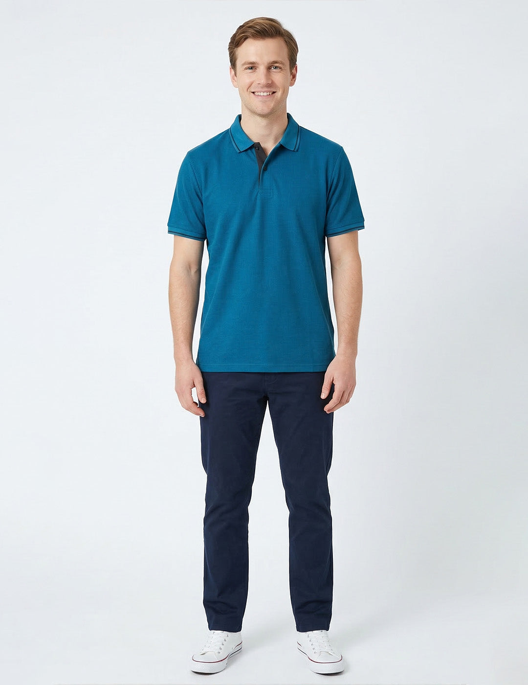 R-Pet Chek Buttom Polo T-Shirt