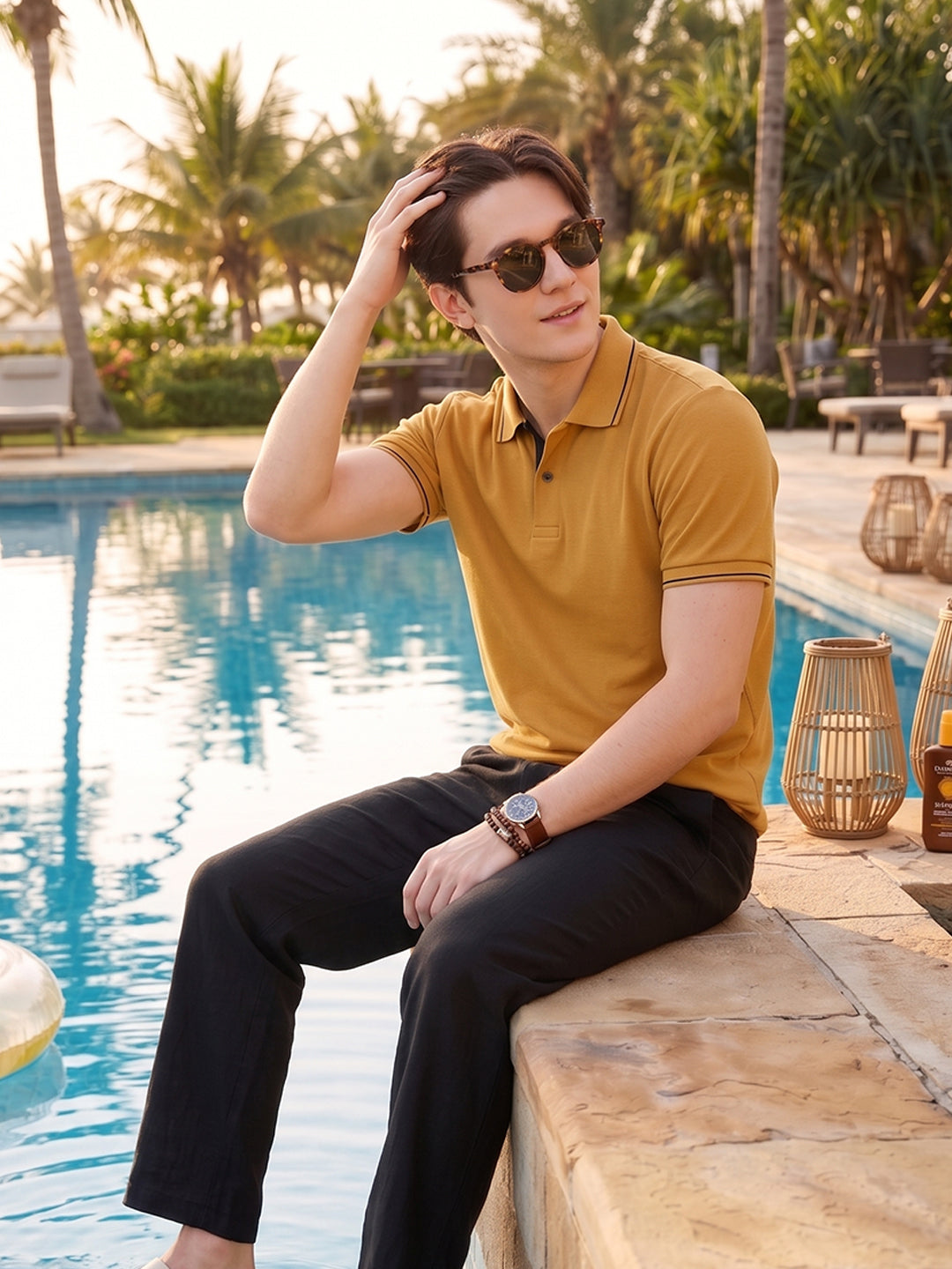 R-Pet Check Button Polo T-Shirt
