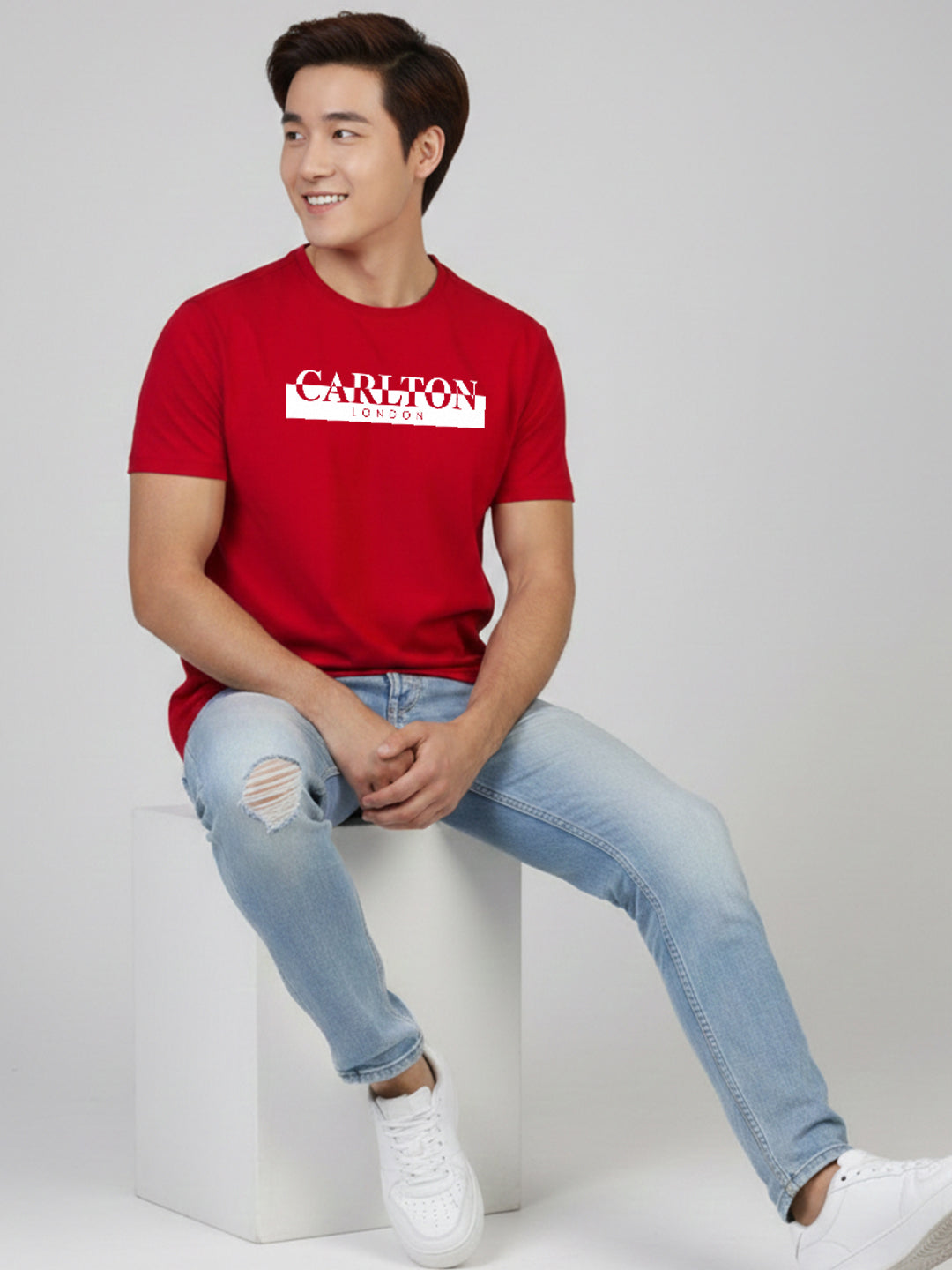 Carlton London Graphic Round Neck T-Shirt