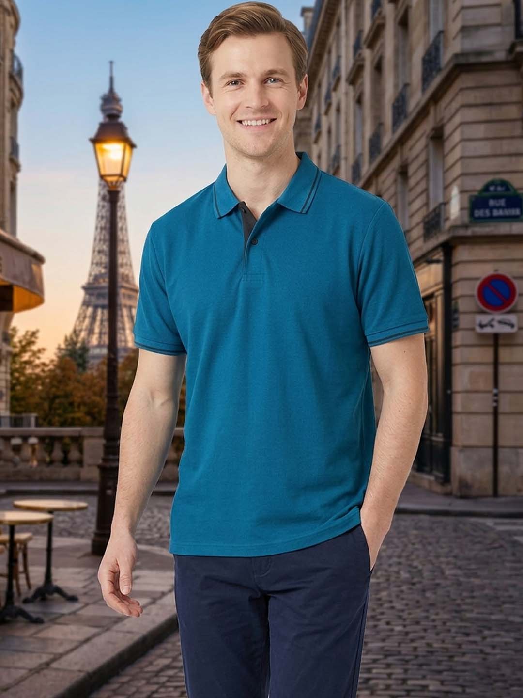 R-Pet Chek Buttom Polo T-Shirt