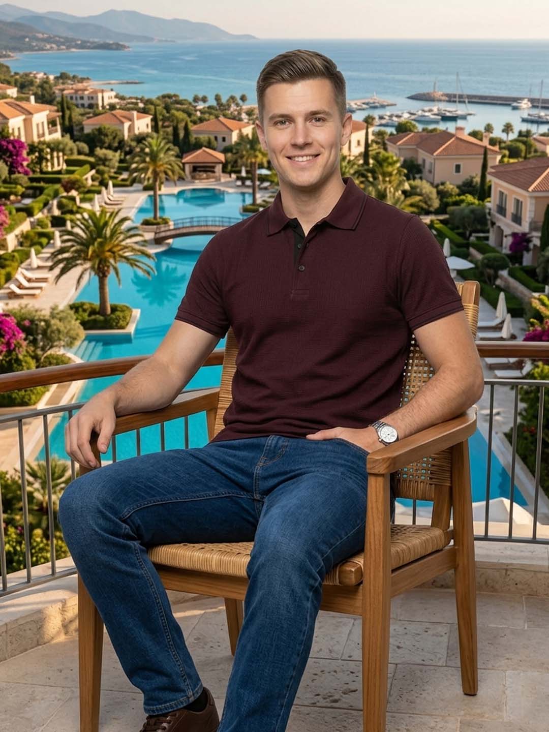 R-Pet Chek Buttom Polo T-Shirt