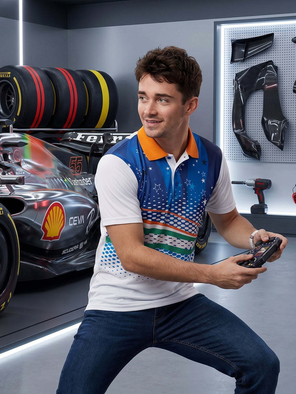 Little-More Sublimation Racing Car Inspire Polo T-Shirts.