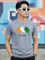 Greylongg Round Neck Indian, jai Hind Design Printed T-Shirt.