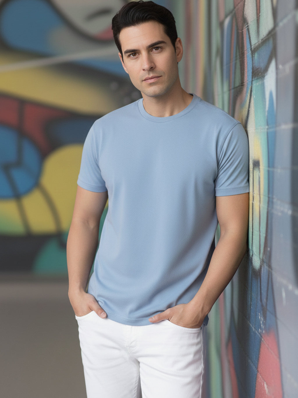 Greylongg Plain Round Neck T-shirt 