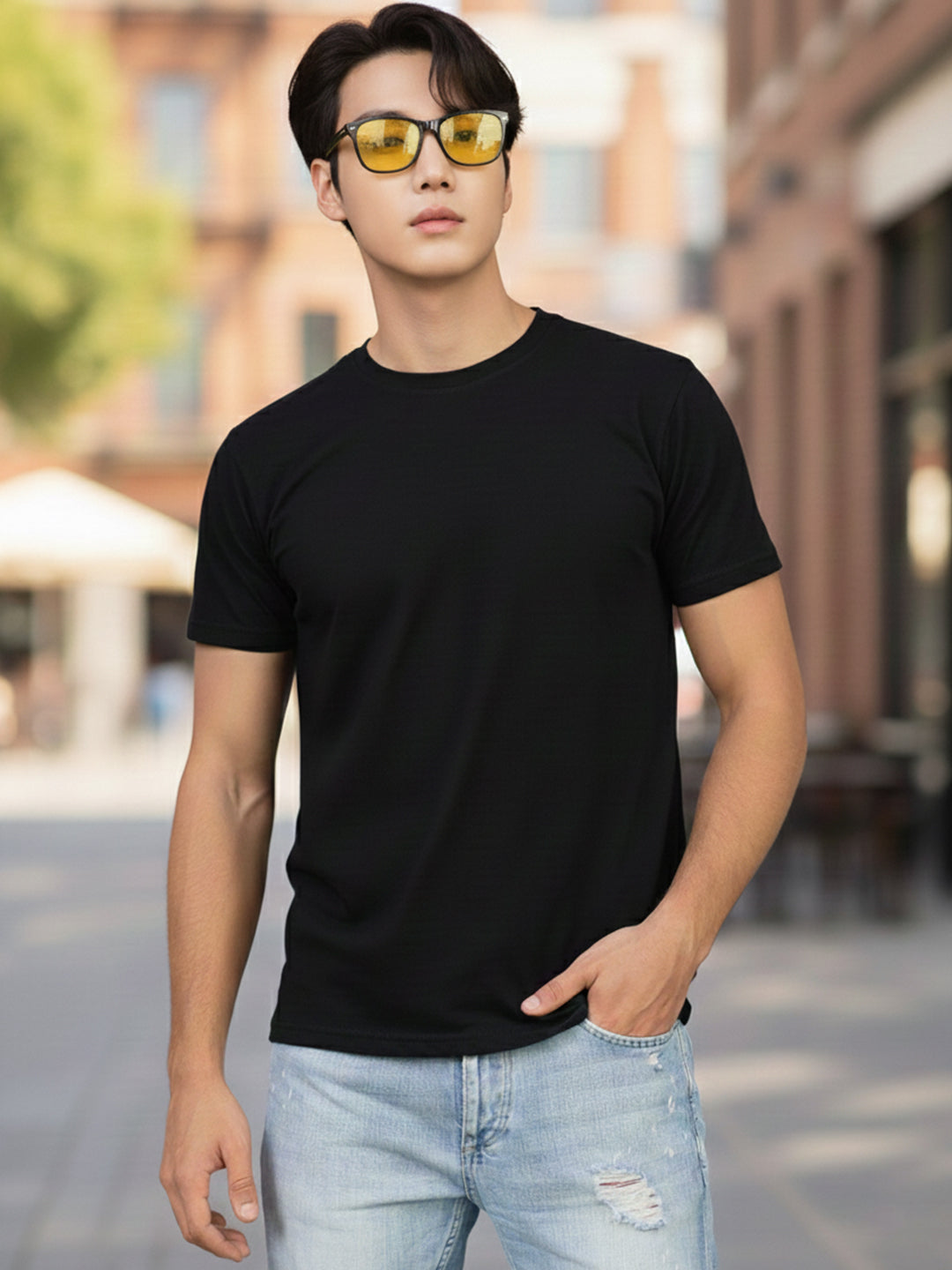 Greylongg Plain Round Neck T-shirt 