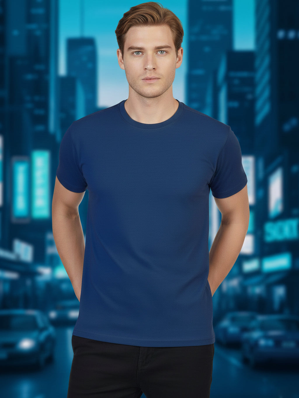 Greylongg Plain Round Neck T-shirt 