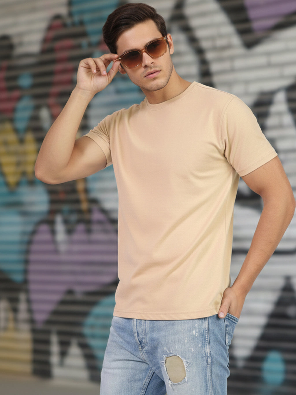 Greylongg Plain Round Neck T-shirt 