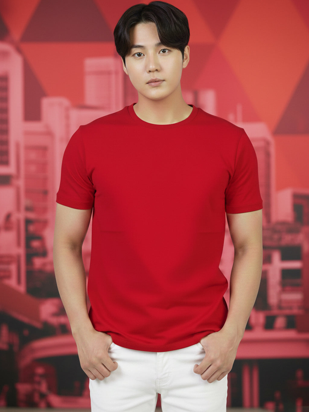 Greylongg Plain Round Neck T-shirt 