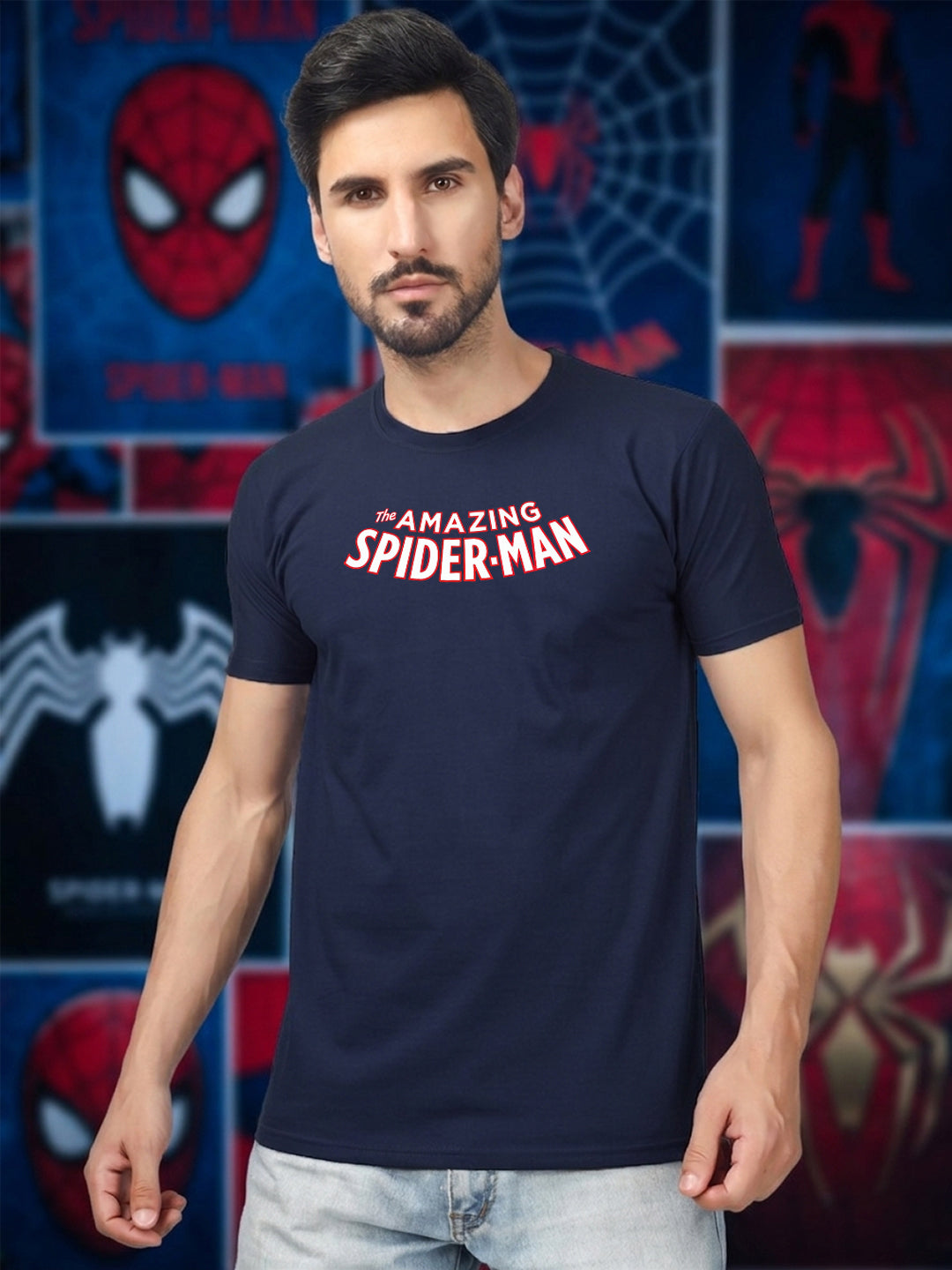 Greylongg Round Spider Man Design Printed T-Shirt.