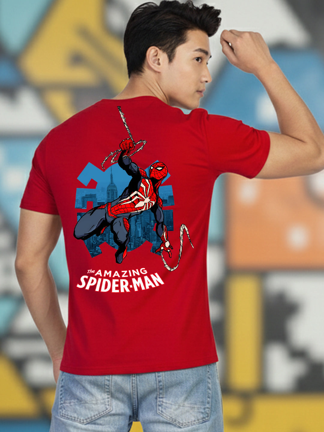 Greylongg Round Spider Man Design Printed T-Shirt.