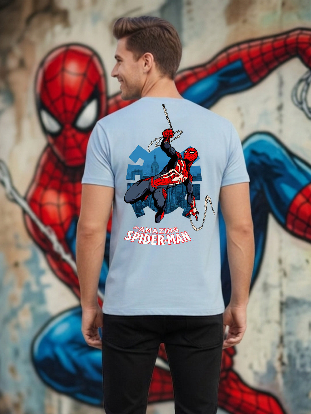 Greylongg Round Spider Man Design Printed T-Shirt.