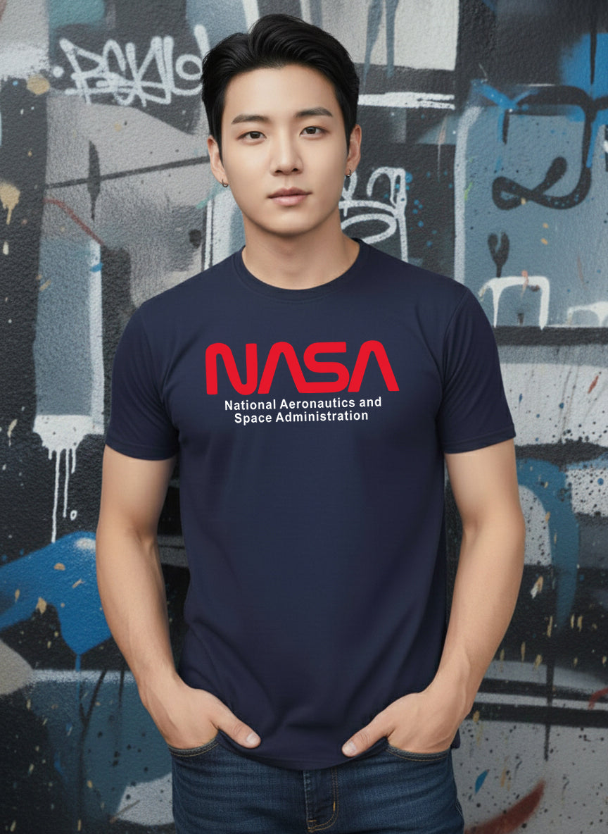 Greylongg Round Neck Nasa Design Printed T-Shirt.