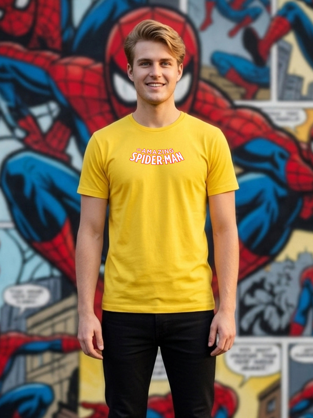 Greylongg Round Spider Man Design Printed T-Shirt.