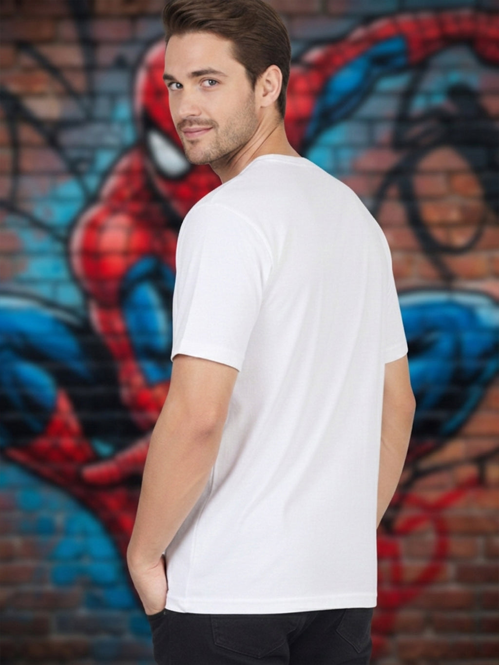 Greylongg Round Spider Man Design Printed T-Shirt.