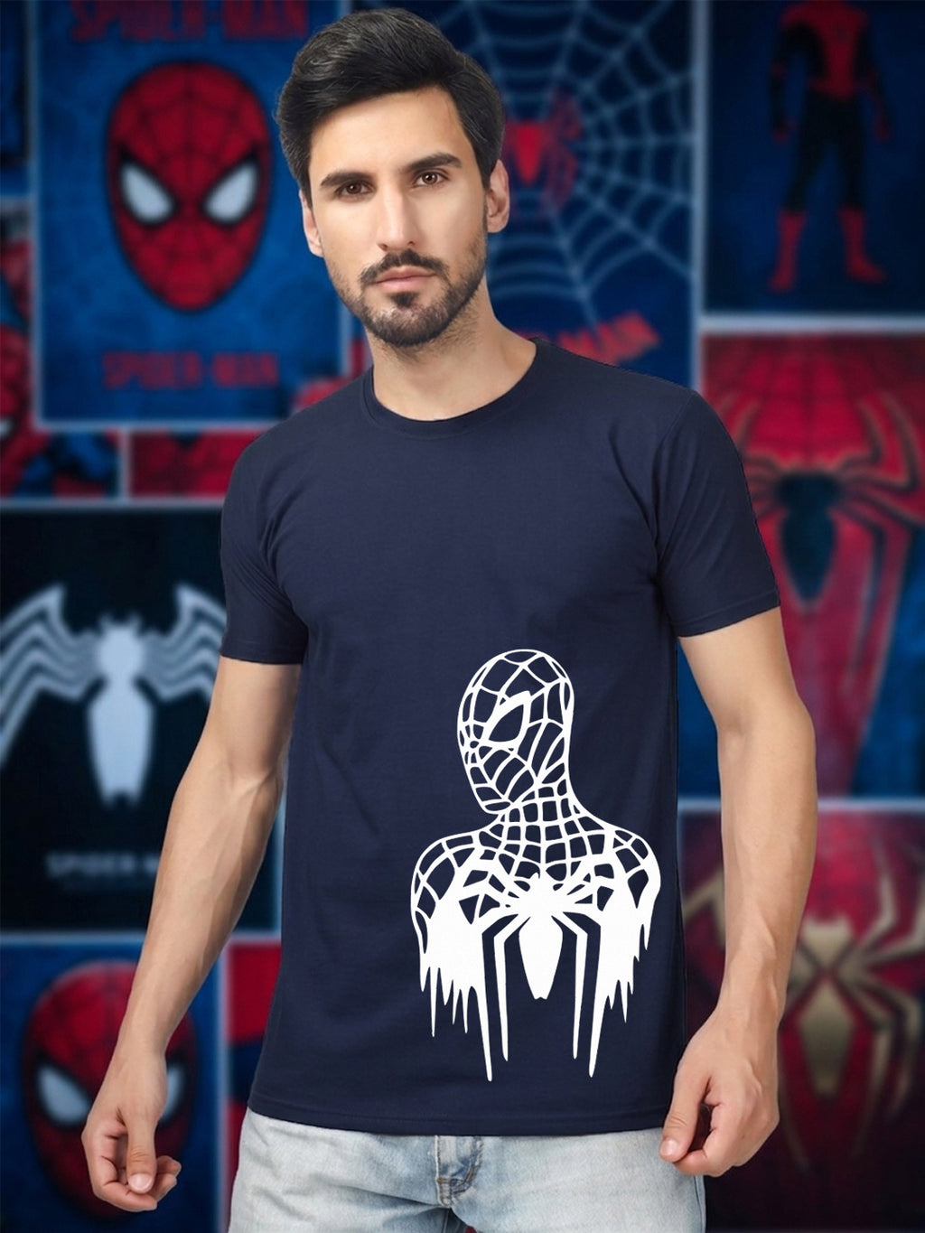 Greylongg Round Spider Man Design Printed T-Shirt.