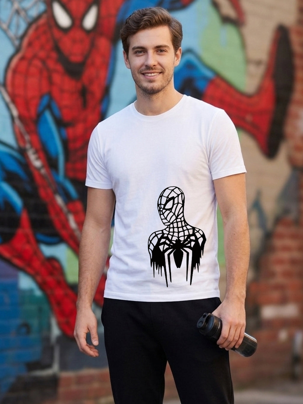 Greylongg Round Spider Man Design Printed T-Shirt.