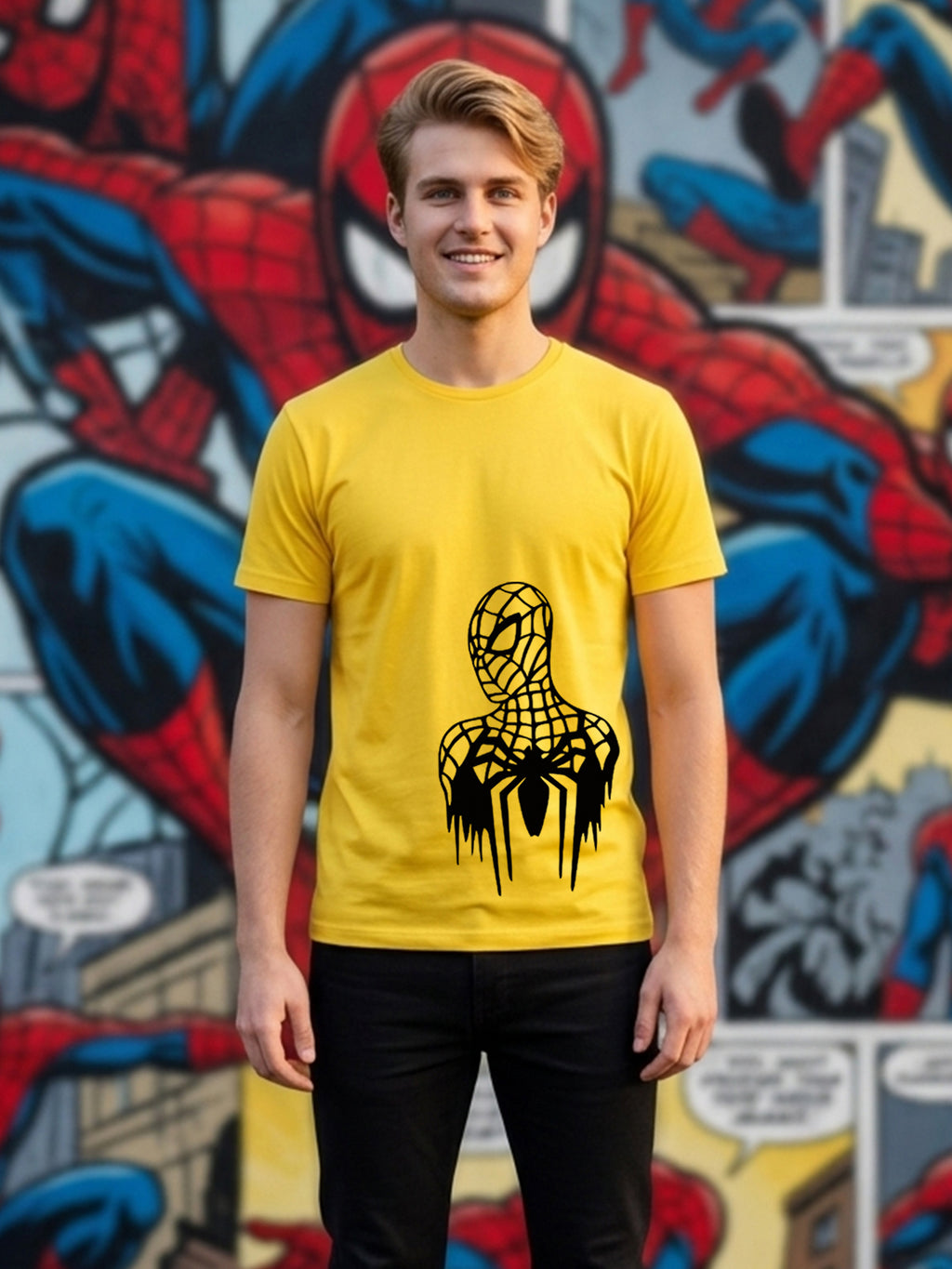 Greylongg Round Spider Man Design Printed T-Shirt.