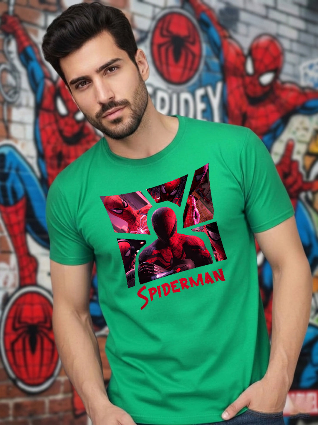 Greylongg Round Spider Man Design Printed T-Shirt.