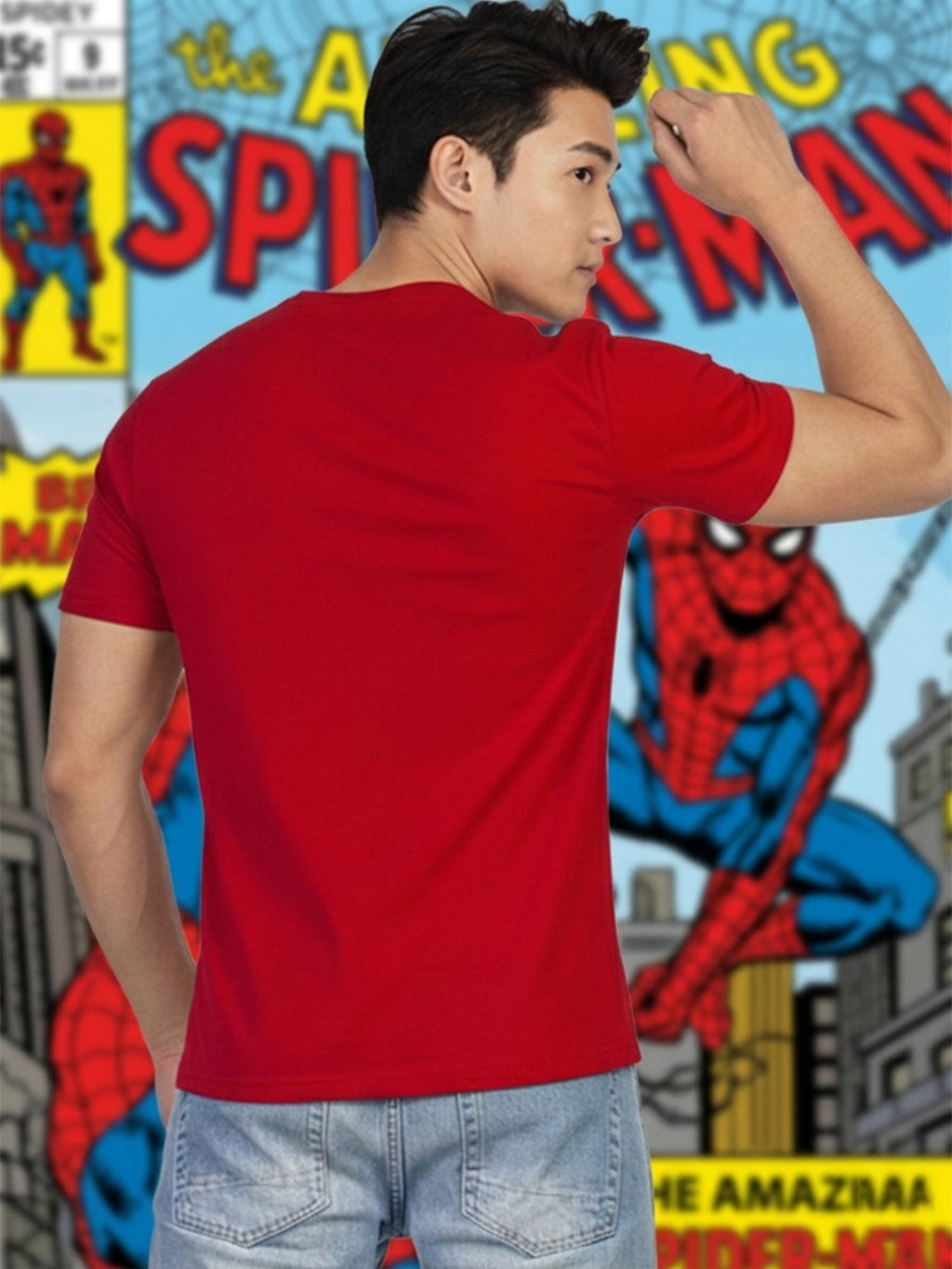 Greylongg Round Spider Man Design Printed T-Shirt.