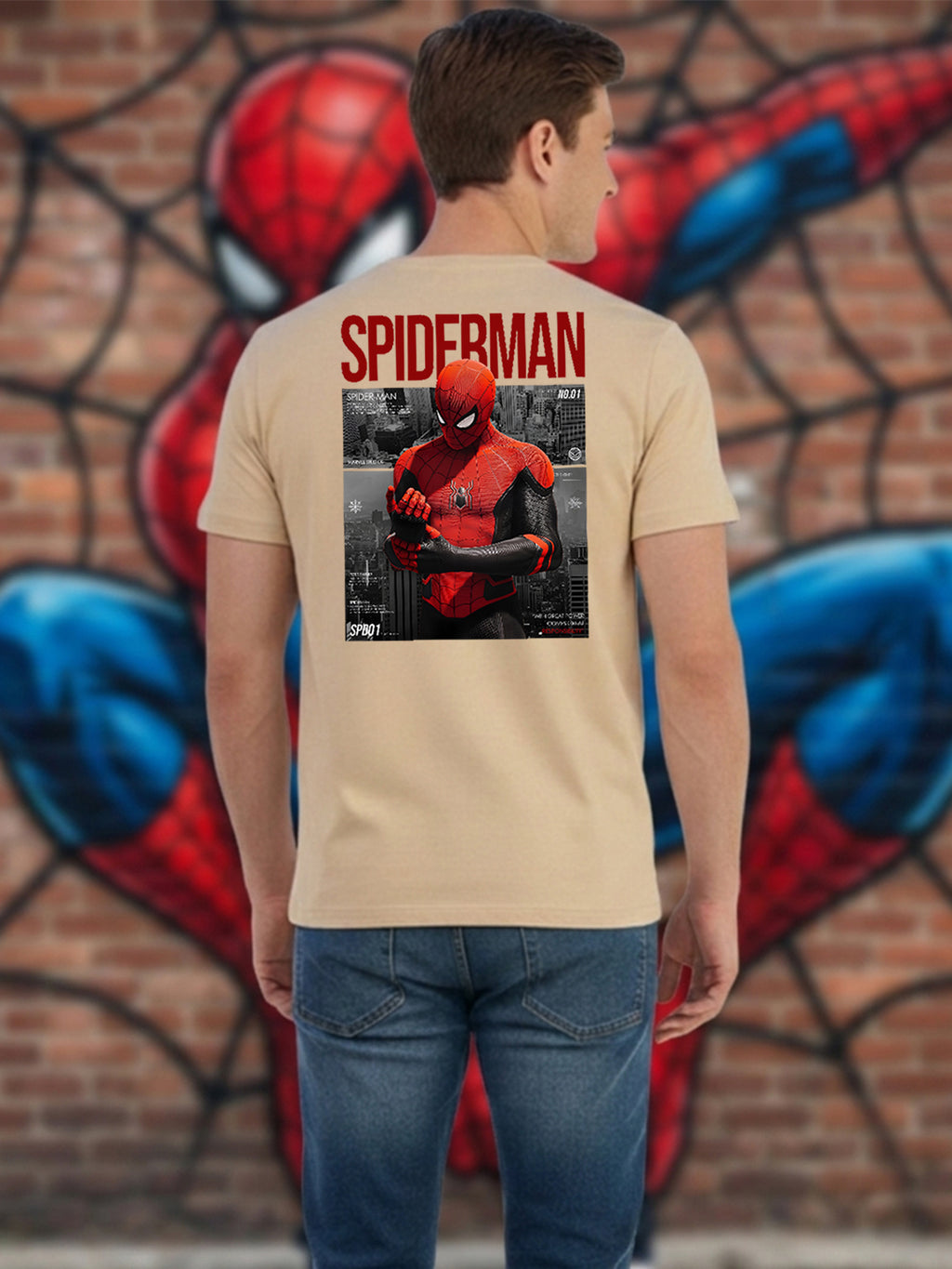 Greylongg Round Spider Man Design Printed T-Shirt.