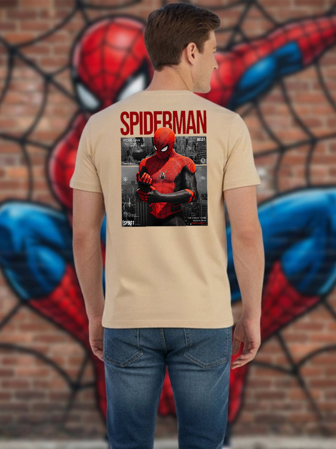 Greylongg Round Spider Man Design Printed T-Shirt.