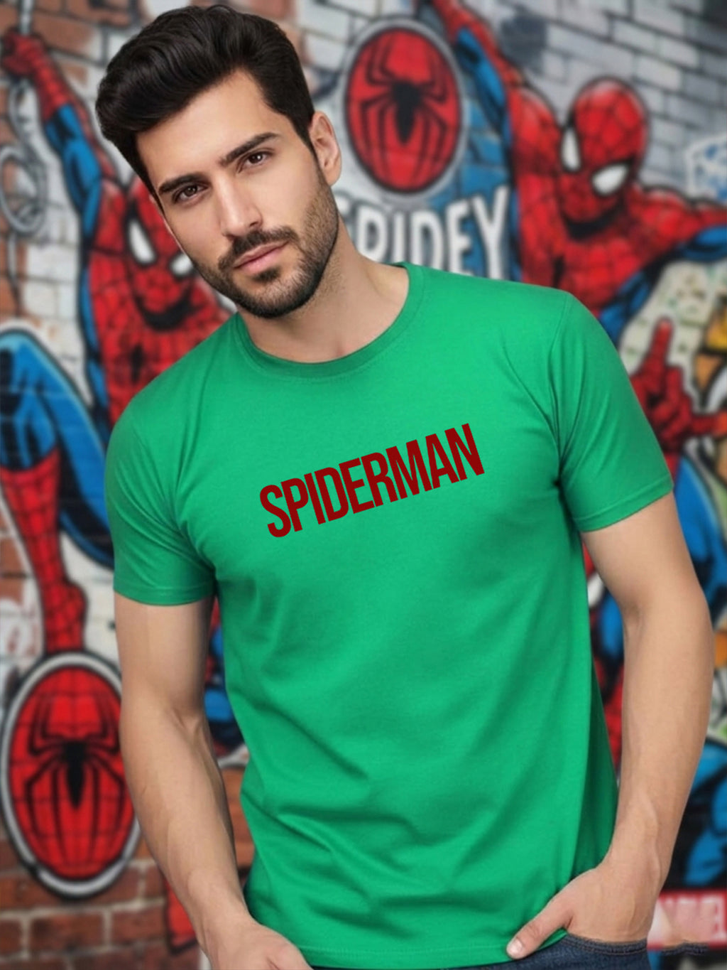 Greylongg Round Spider Man Design Printed T-Shirt.