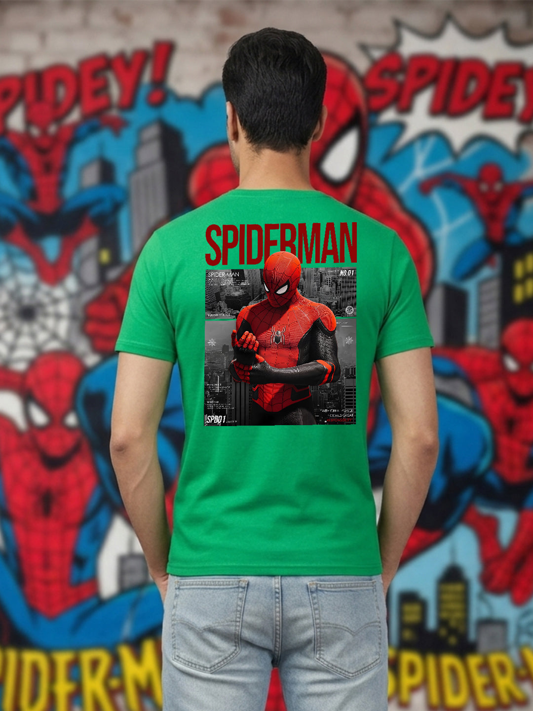 Greylongg Round Spider Man Design Printed T-Shirt.
