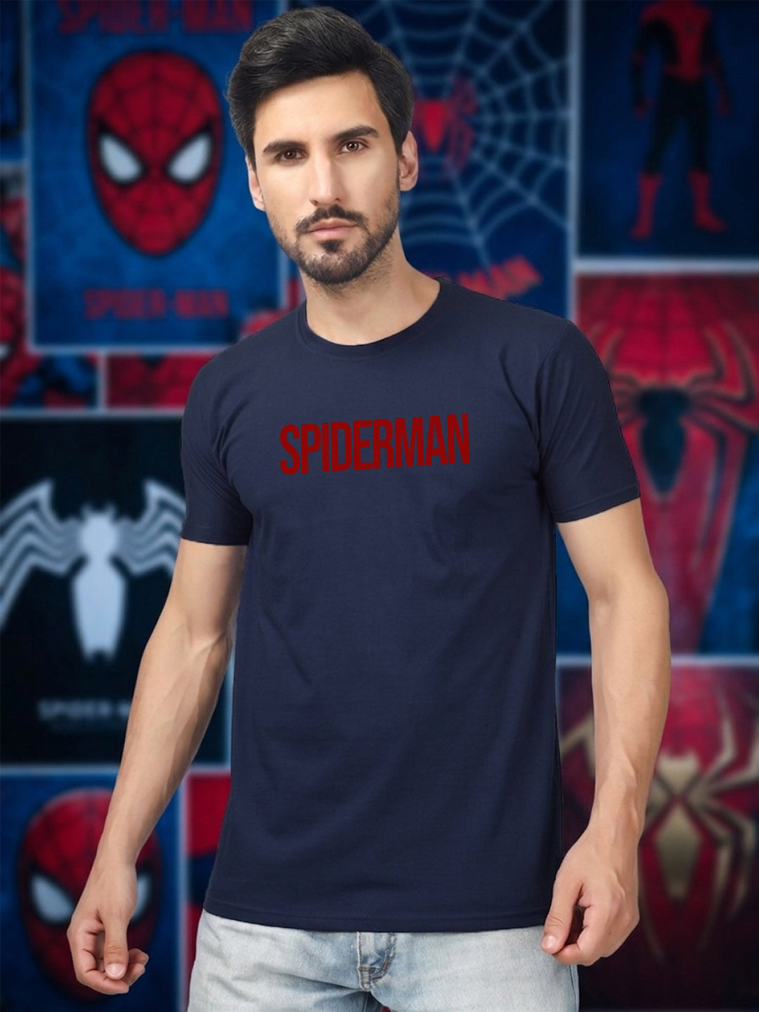 Greylongg Round Spider Man Design Printed T-Shirt.