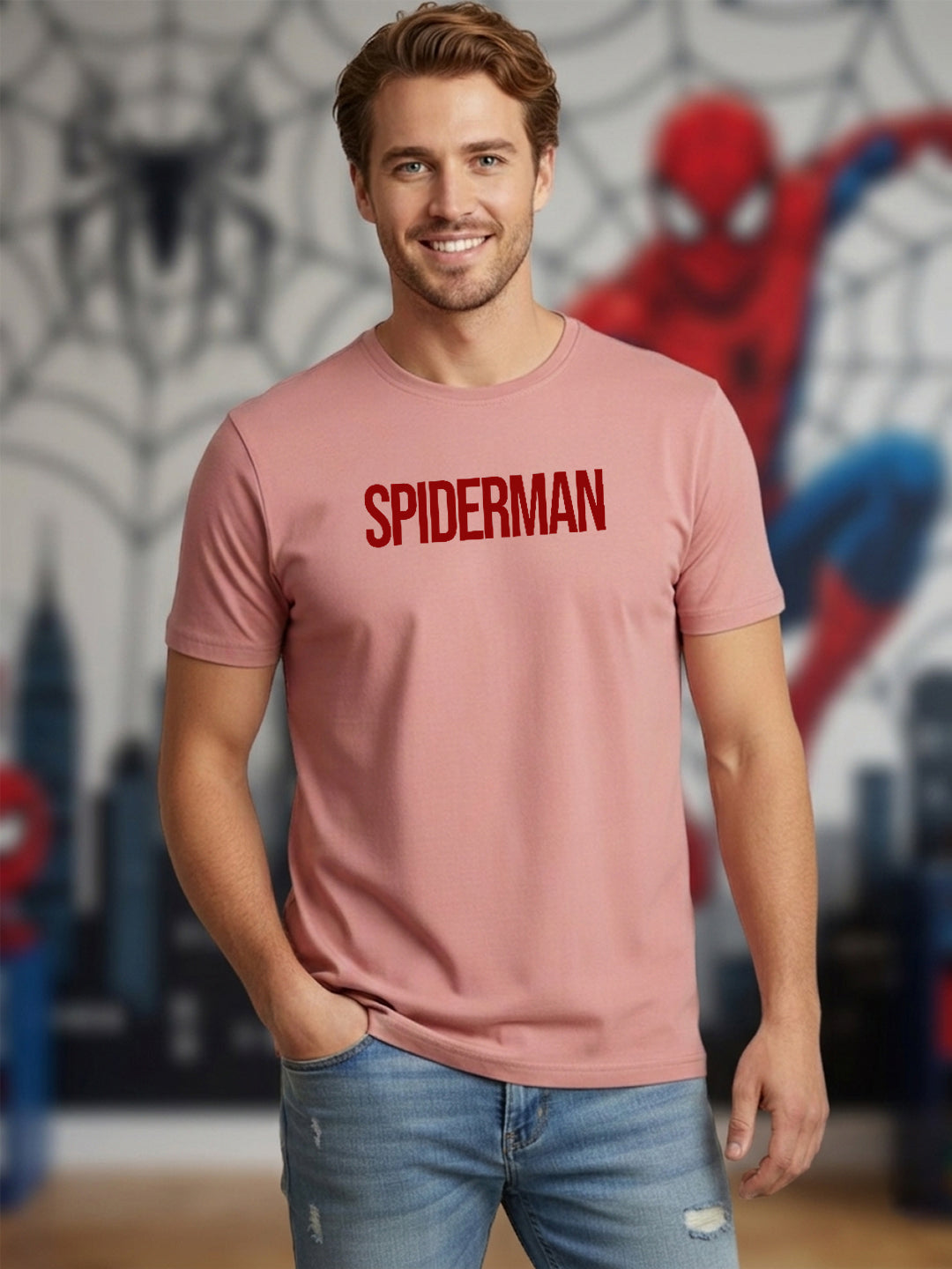 Greylongg Round Spider Man Design Printed T-Shirt.