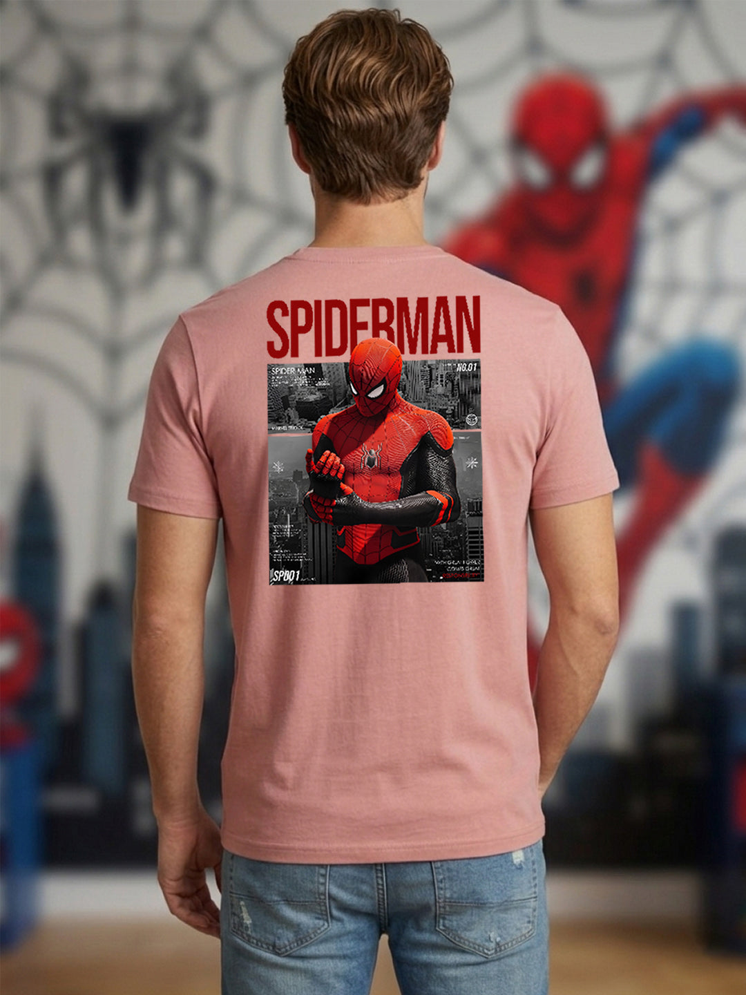 Greylongg Round Spider Man Design Printed T-Shirt.