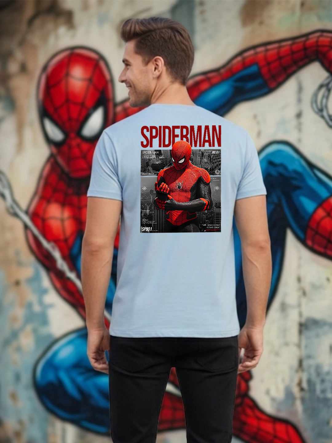 Greylongg Round Spider Man Design Printed T-Shirt.