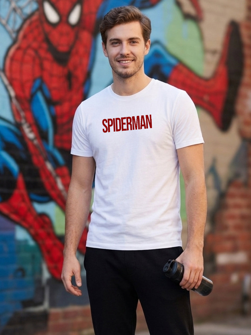 Greylongg Round Spider Man Design Printed T-Shirt.