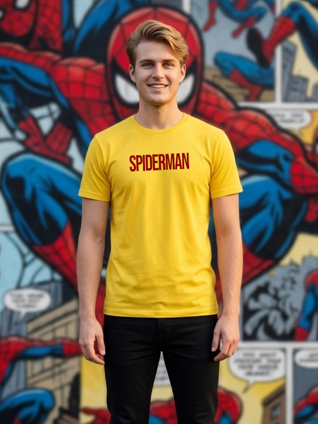 Greylongg Round Spider Man Design Printed T-Shirt.