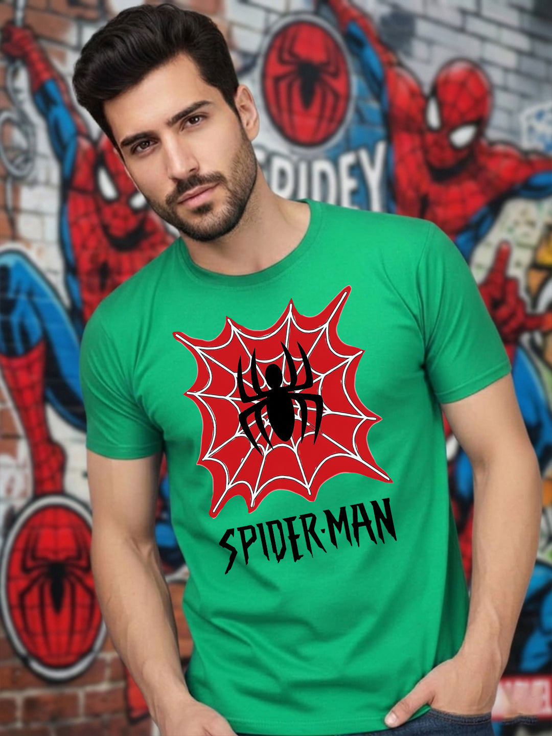 Greylongg Round Spider Man Design Printed T-Shirt.