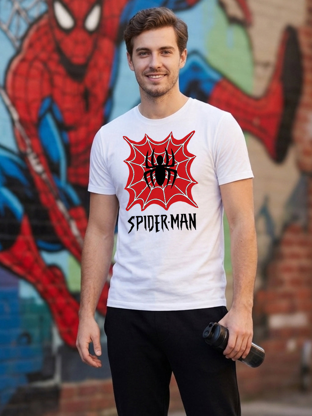 Greylongg Round Spider Man Design Printed T-Shirt.