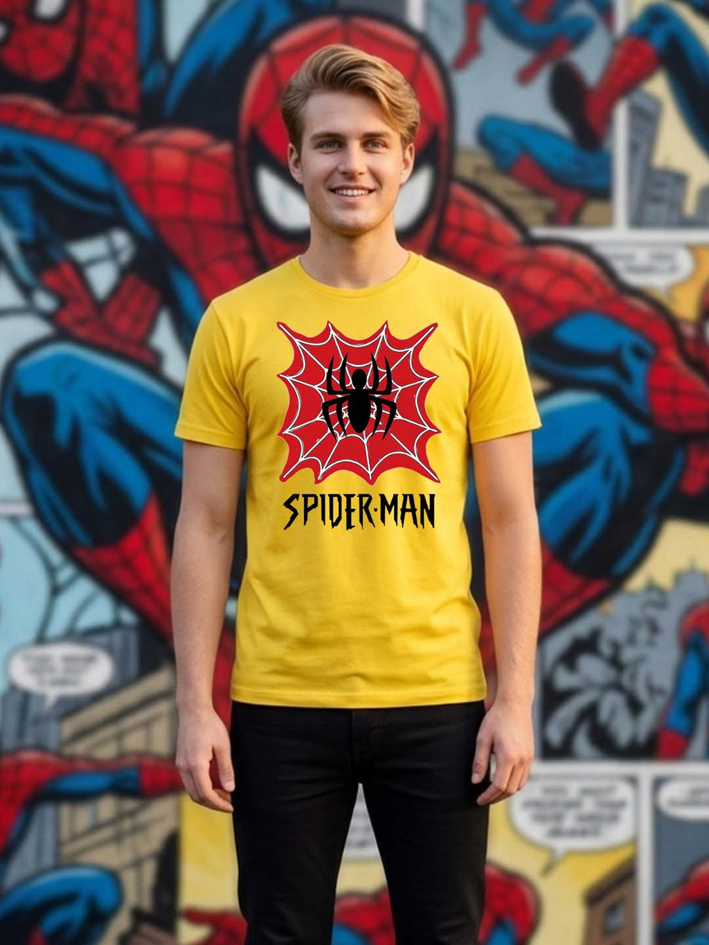 Greylongg Round Spider Man Design Printed T-Shirt.