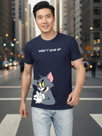 Greylongg Round Neck Tom Jerry Won't Give UpPrinted T-Shirt