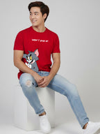 Greylongg Round Neck Tom Jerry Won't Give UpPrinted T-Shirt
