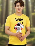 Greylongg Round Neck Nasa Design Printed T-Shirt.