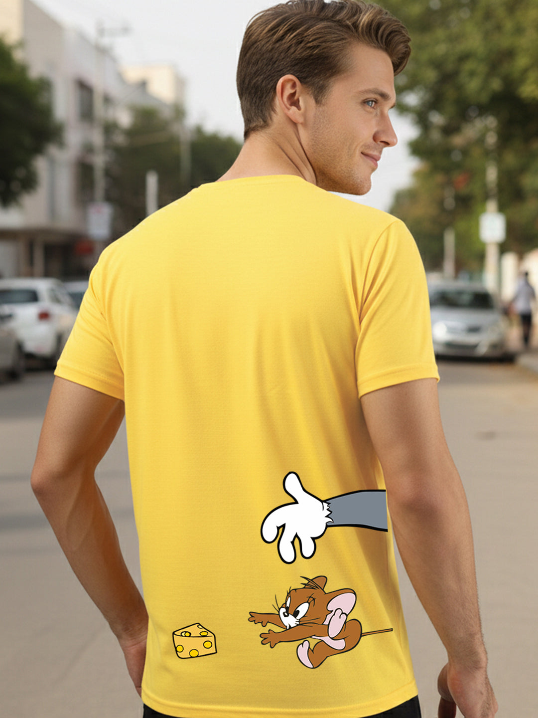 Greylongg Round Neck Tom Jerry Won't Give UpPrinted T-Shirt