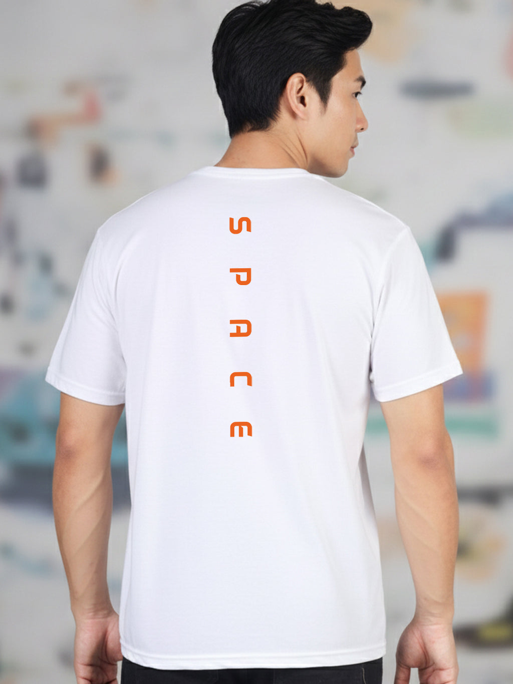 Greylongg Round Neck Space Design Printed T-Shirt.