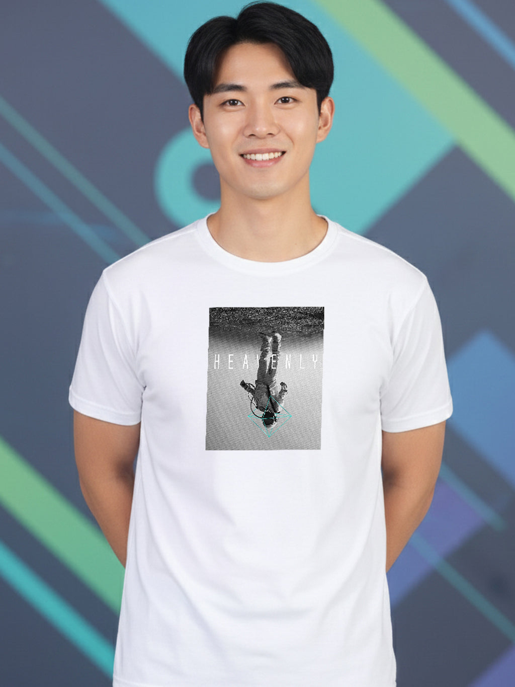 Greylongg Round Neck Space Design Printed T-Shirt.