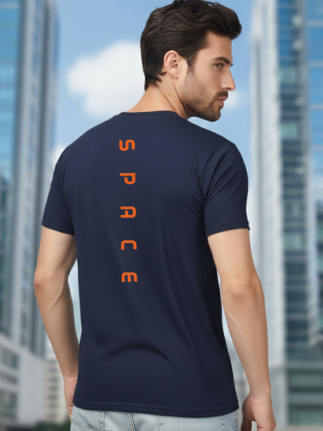 Greylongg Round Neck Space Design Printed T-Shirt.