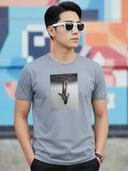 Greylongg Round Neck Space Design Printed T-Shirt.