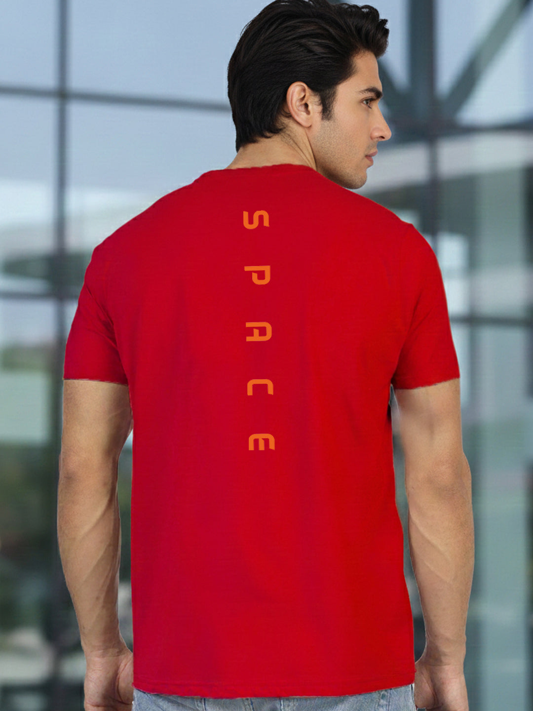 Greylongg Round Neck Space Design Printed T-Shirt.