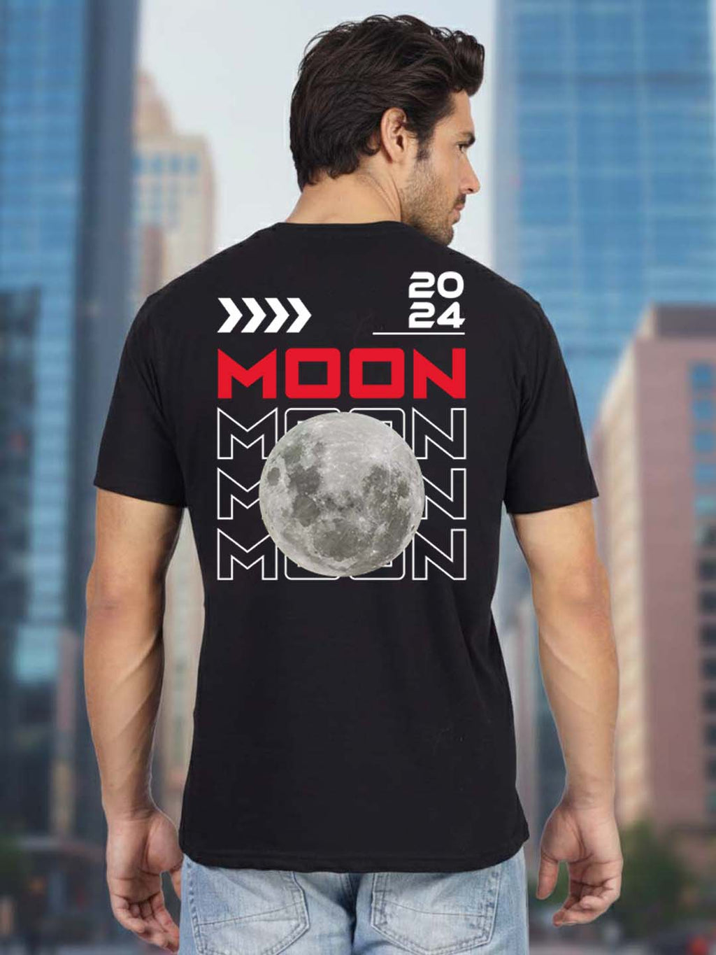 Greylongg Round Neck Nasa Design Printed T-Shirt.