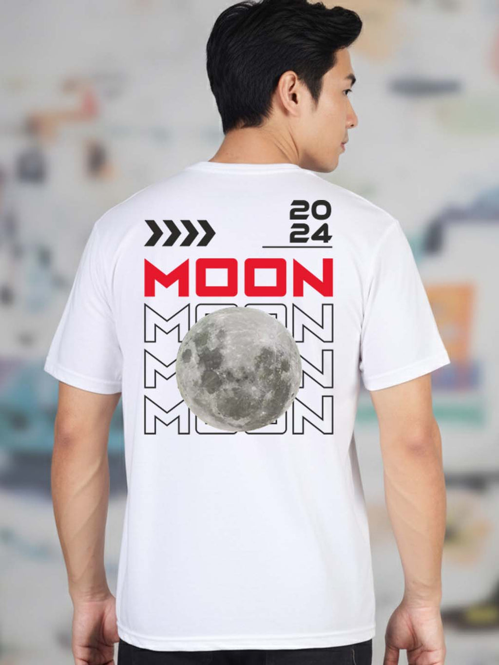Greylongg Round Neck Nasa Design Printed T-Shirt.