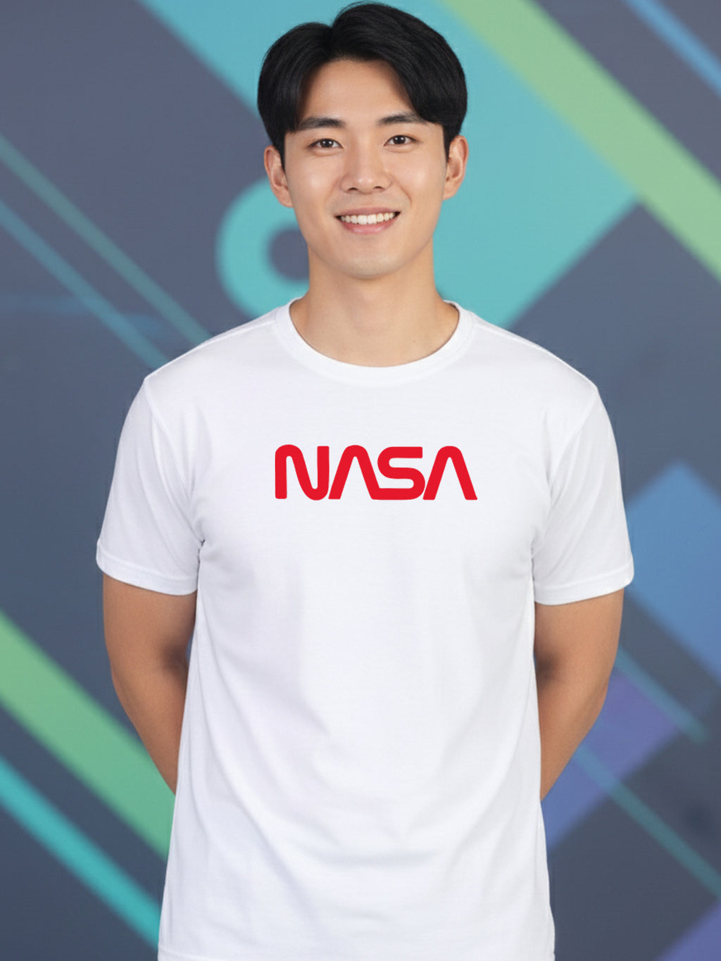 Greylongg Round Neck Nasa Design Printed T-Shirt.