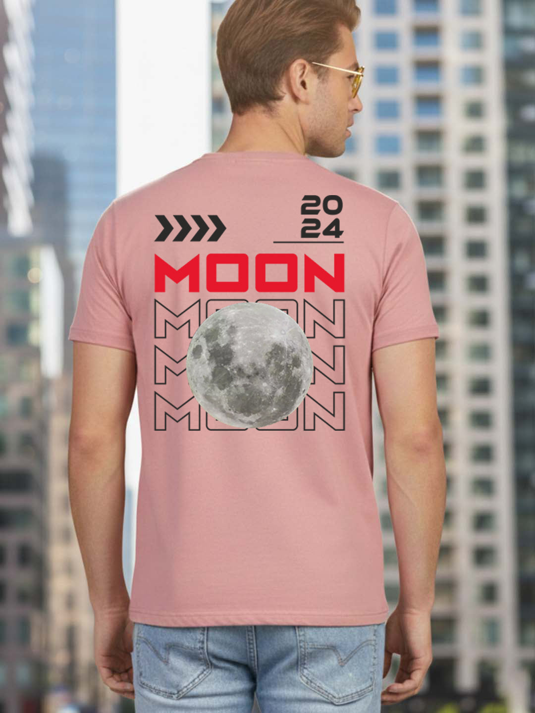 Greylongg Round Neck Nasa Design Printed T-Shirt.